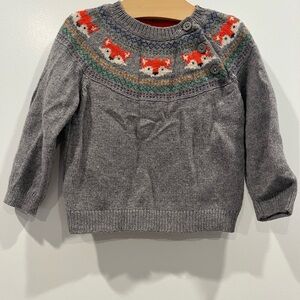 JoJo Maman Bébé Gray Sweater with Fair Isle Fox